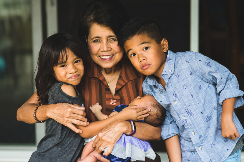 Portrait of Asian Elderly Woman with Children