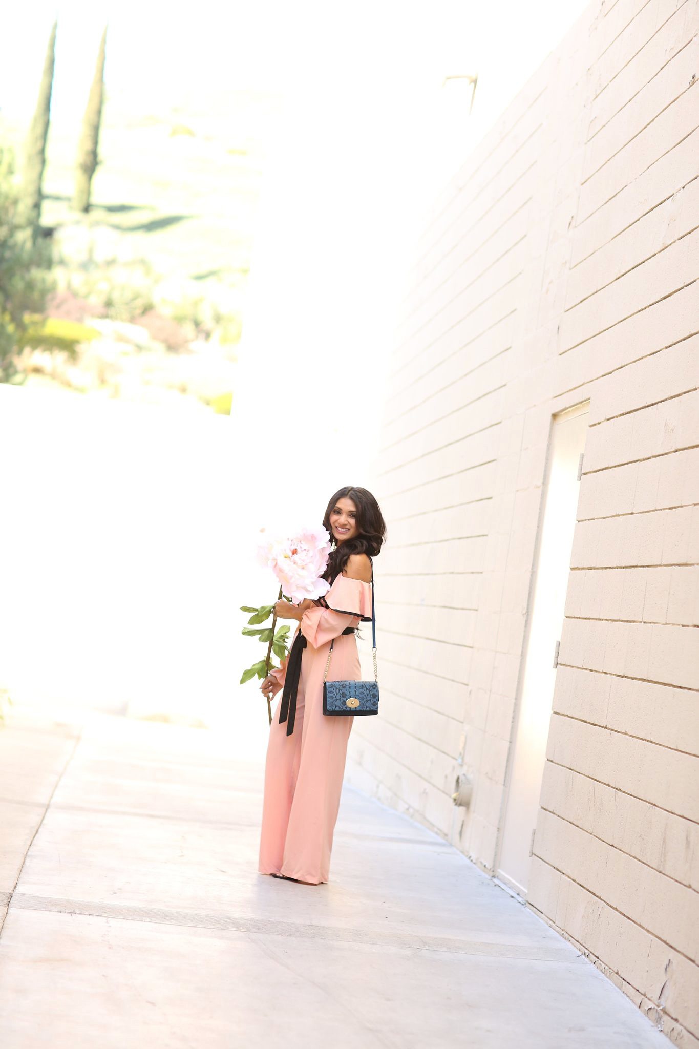 To Thine Own Style Be True | Debbie Savage | Shein | Pink Cold Shoulder Ruffle Jumpsuit
