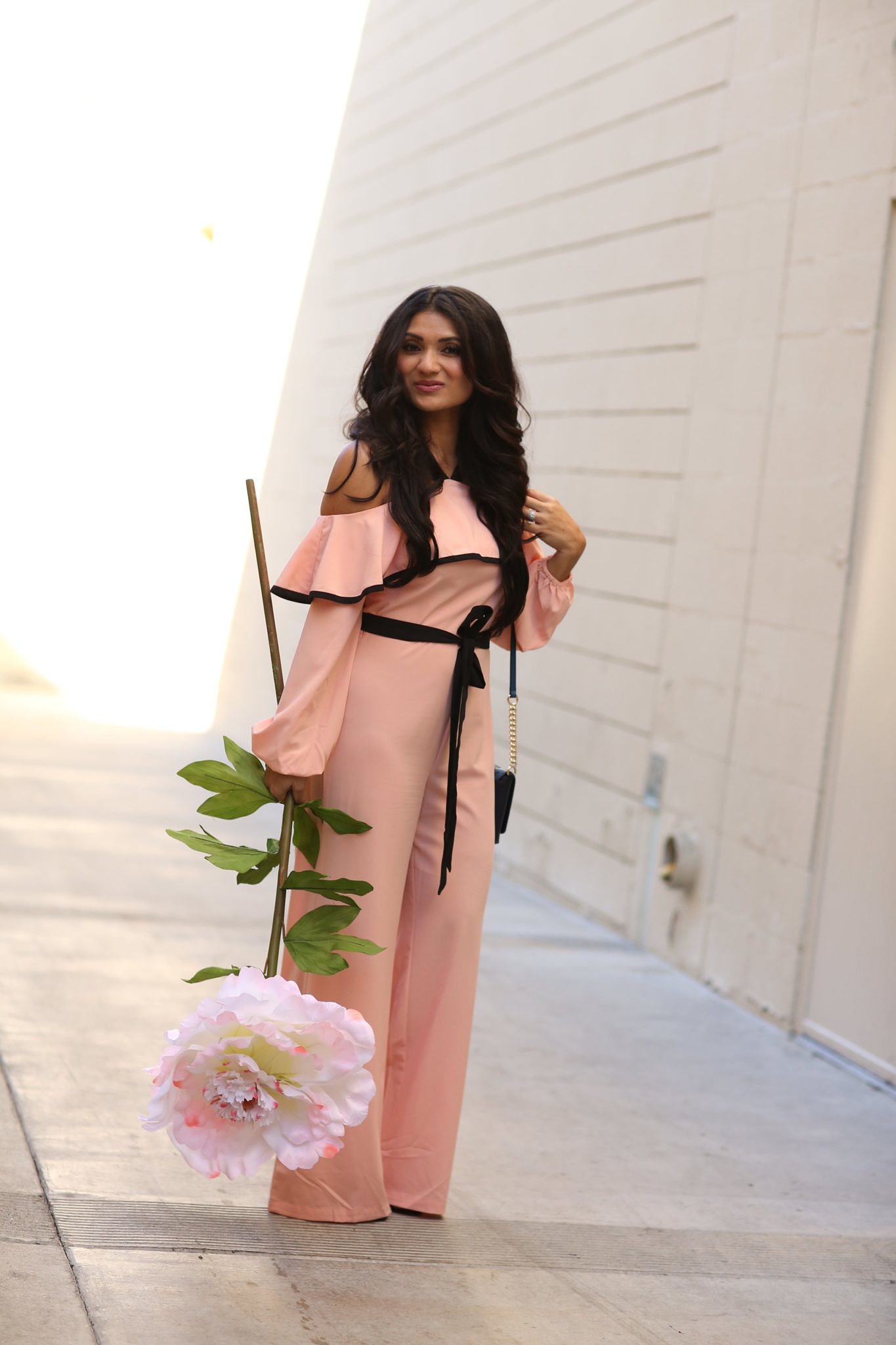 Shein Pink Cold Shoulder Ruffle Jumpsuit  To Thine Own Style Be True