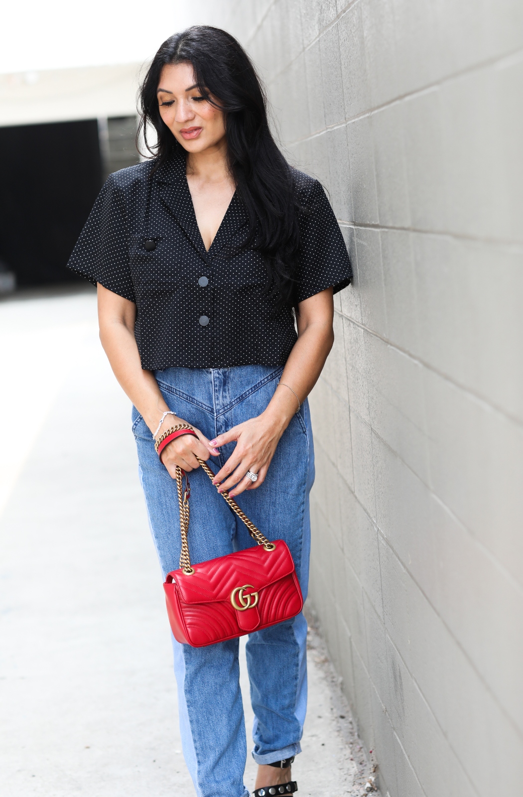 Debbie Savage Orange County California Fashion Blogger Nasty Gal Opposites Attract Two-Tone Mom Jeans 