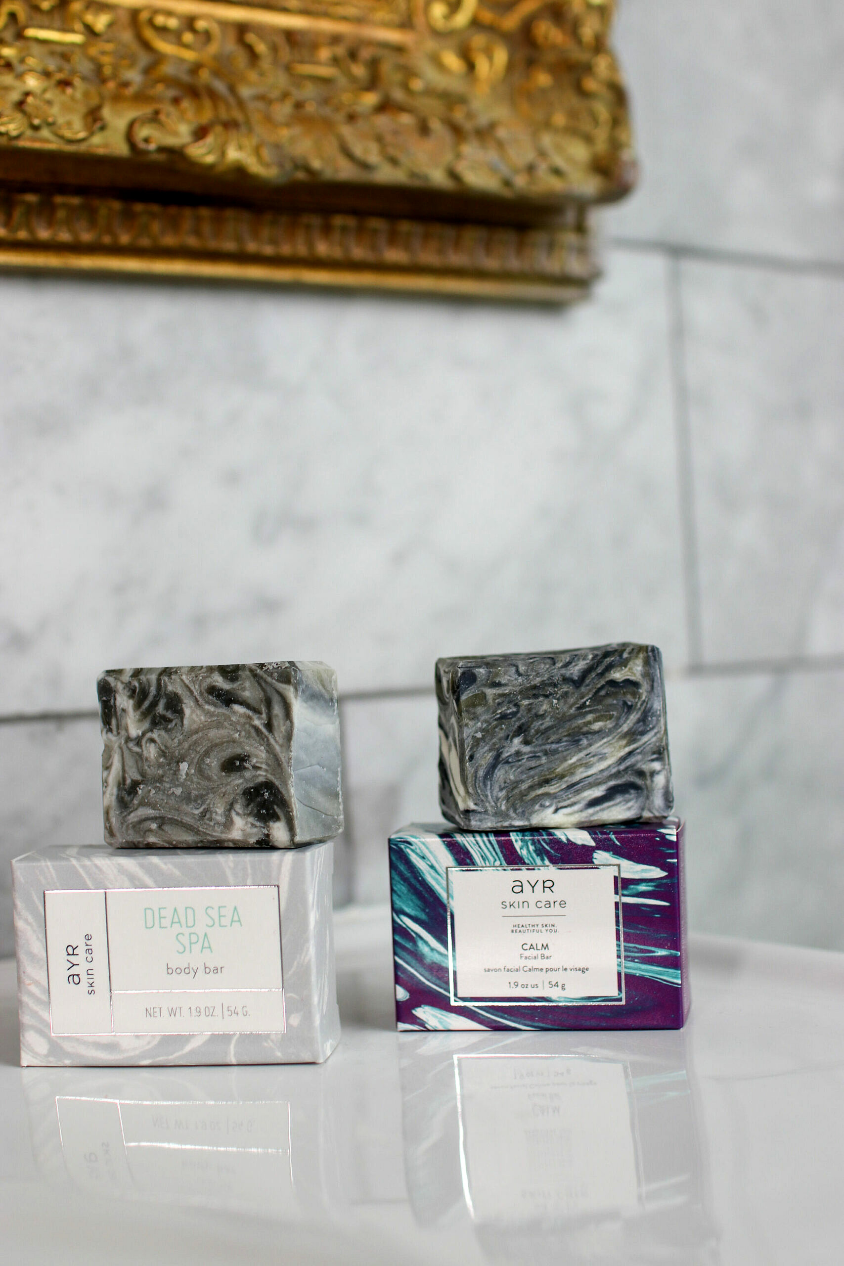 AYR Skincare Products | Organic and Carefully Sourced Natural Ingredients | Dead Sea Spa Body Bar and Calm Facial Bar 